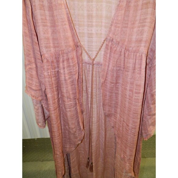 Ariat Womens XL/XXL Dusty Pink Sheer Duster Kimono Cover-Up Bell Sleeve Wrap - Picture 16 of 16